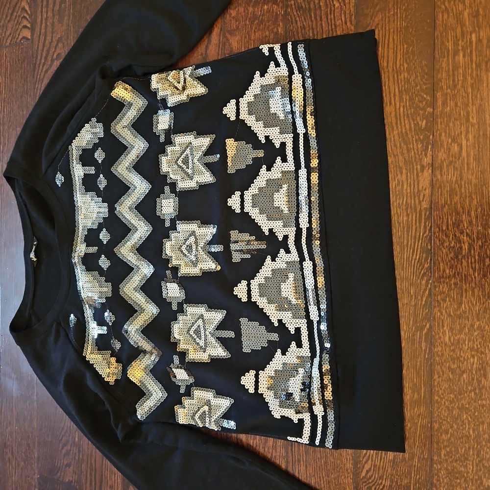 Black Top with Gold Sequins
